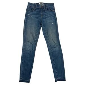 Madewell Jeans 9" High Riser Skinny Skinny Womens‎ 26 Hammond Blue Denim Raw Hem